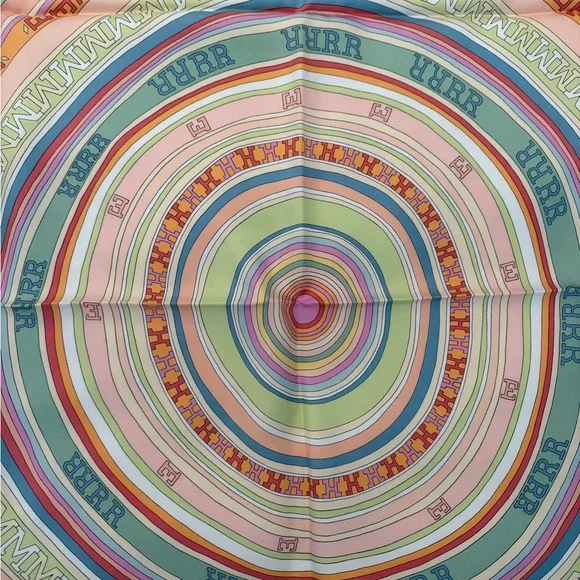 Hermès Multicolor Striped Silk Scarf with Orange Box - Picture 10 of 11